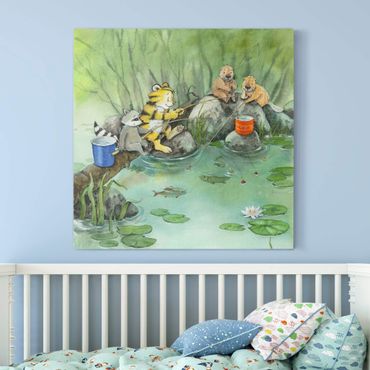 Canvas schilderijen Little Tiger - Fishing