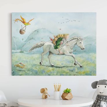 Canvas schilderijen Lilia the little Princess- On The Unicorn