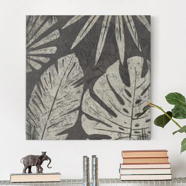 Canvas schilderijen Palm Leaves Dark Grey Backdrop