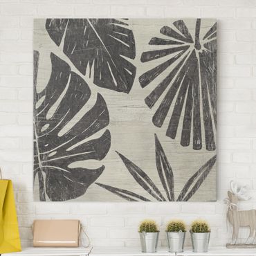 Canvas schilderijen Palm Leaves Light Grey Backdrop