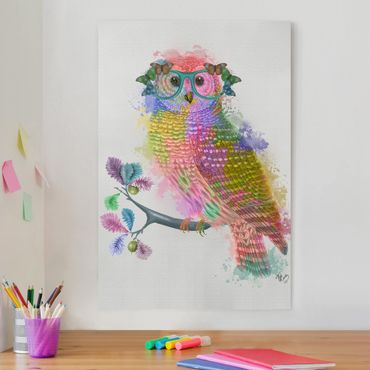 Canvas schilderijen Rainbow Splash Owl
