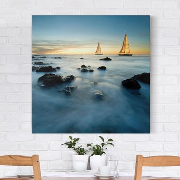 Canvas schilderijen Sailboats On the Ocean