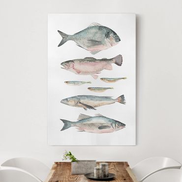 Canvas schilderijen Seven Fish In Watercolour II