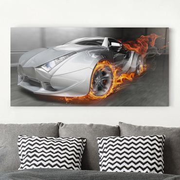 Canvas schilderijen Supercar In Flames
