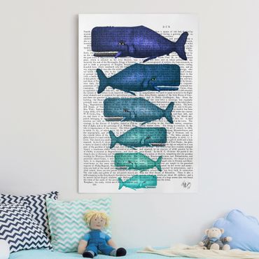 Canvas schilderijen Animal Reading - Whale Family