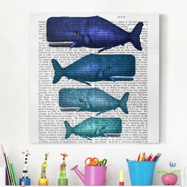 Canvas schilderijen Animal Reading - Whale Family