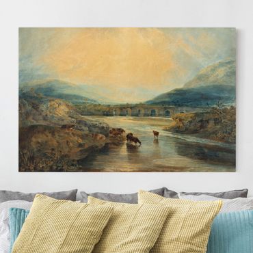 Canvas schilderijen William Turner - Abergavenny Bridge, Monmouthshire: Clearing Up After A Showery Day