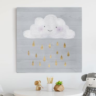 Canvas schilderijen Cloud With Golden Raindrops