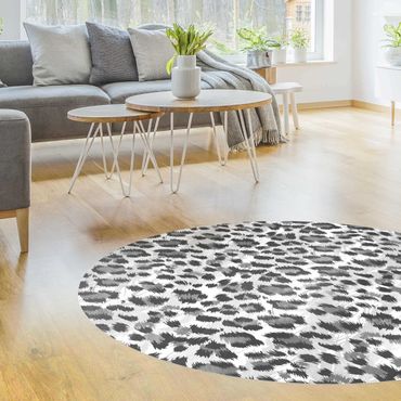 Rond vinyl tapijt Leopard Print With Watercolour Pattern In Grey