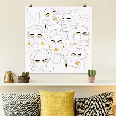 Poster - Line Art - Beauty Portraits in Lemon - Quadrat 1:1
