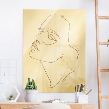 Glasschilderijen Line Art - Woman Dreaming Face