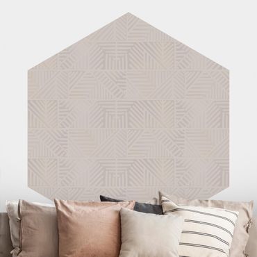 Hexagon Behang Line Pattern Stamp In Taupe