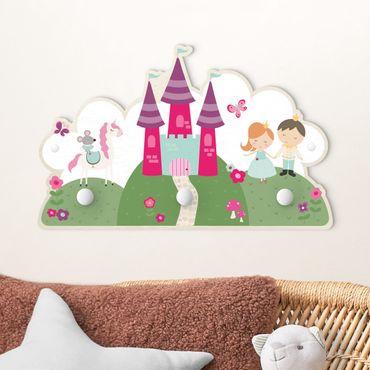 Wandkapstokken voor kinderen Fairytale Castle With Prince And Princess