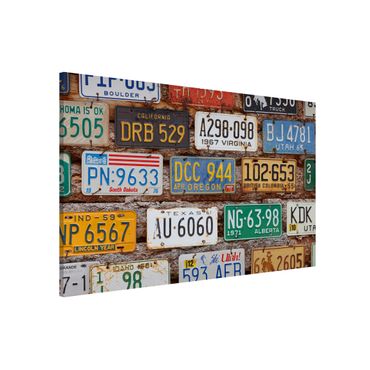 Magneetborden American License Plates On Wood
