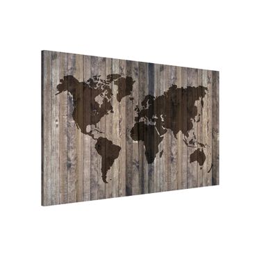 Magneetborden Wood World Map