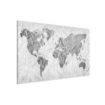 Magneetborden Paper World Map White Grey