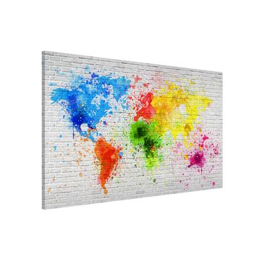 Magneetborden White Brick Wall World Map