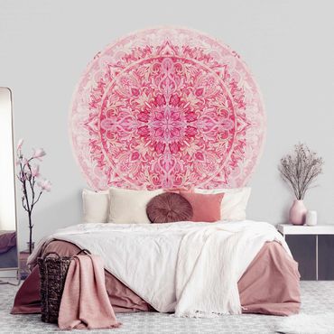 Behangcirkel Mandala Watercolour Ornament Pattern Pink