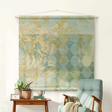 Wandtapijt - Moroccan Collage In Gold And Turquoise