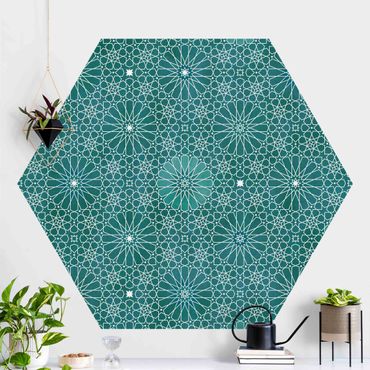 Hexagon Behang Moroccan Flower Pattern