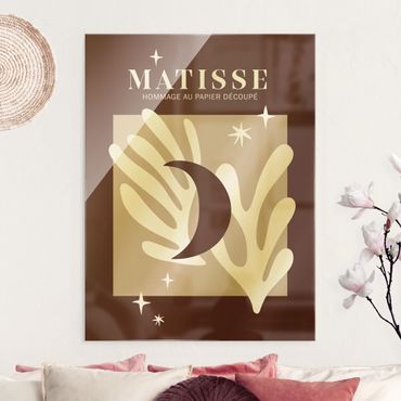 Glasschilderijen Matisse Interpretation - Moon And Stars Red