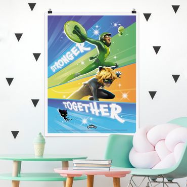 Poster - Miraculous Cat Noir And Carapace Stronger Together