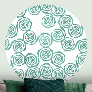 Behangcirkel Natural Pattern Swirl Turquoise