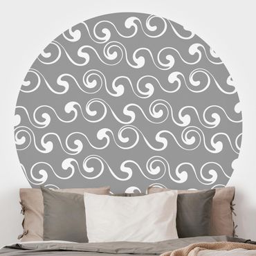 Behangcirkel Natural Pattern Waves In Front Of Grey