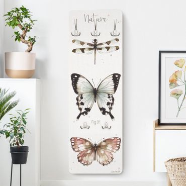 Wandkapstokken houten paneel - Nature - Watercolour Insects