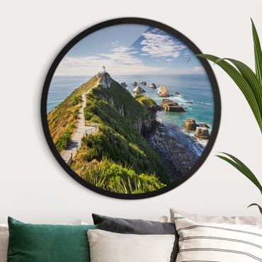 Rond schilderijen Faro Nugget Point e mare in Nuova Zelanda