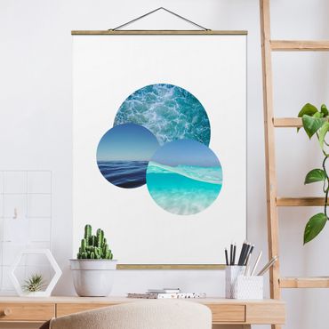 Stoffen schilderij met posterlijst Oceans In A Circle