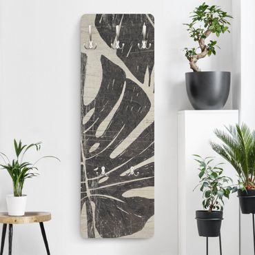 Wandkapstokken houten paneel Palm Leaves Light Grey Backdrop