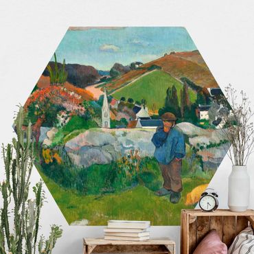Hexagon Behang Paul Gauguin - The Swineherd