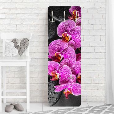 Wandkapstokken houten paneel pink orchid