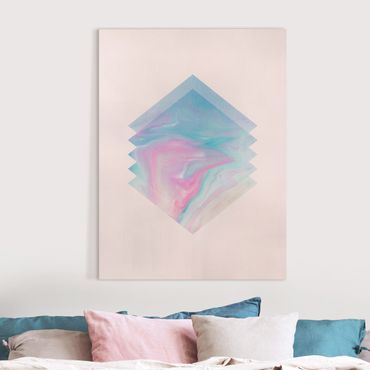 Canvas schilderijen Pink Water Marble