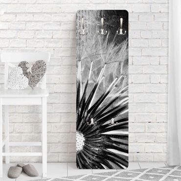 Wandkapstokken houten paneel Dandelion Black & White