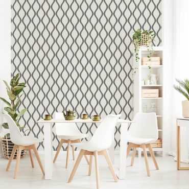 Fotobehang Retro Pattern With Waves In Anthracite