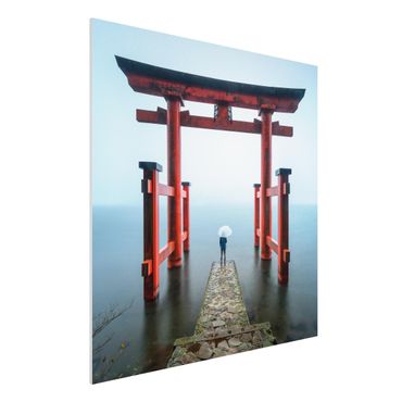 Forex schilderijen Red Torii At Lake Ashi
