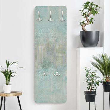 Wandkapstokken houten paneel - Rustic Concrete Pattern Mint