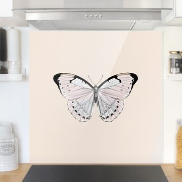 Spatscherm keuken Butterfly On Beige