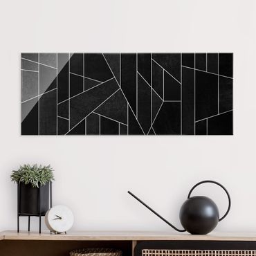 Glasschilderijen Black And White Geometric Watercolour