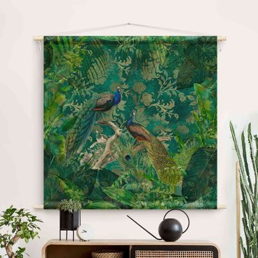 Wandtapijt - Shabby Chic Collage - Noble Peacock II
