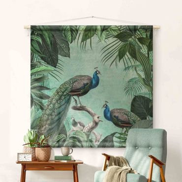 Wandtapijt - Shabby Chic Collage - Noble Peacock