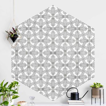 Hexagon Behang Silver Art Deco Pattern XXL
