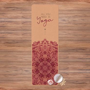Yogamat kurk Text All You Need Is Yoga Red