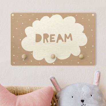 Wandkapstokken voor kinderen Text Dream With Clouds Natural
