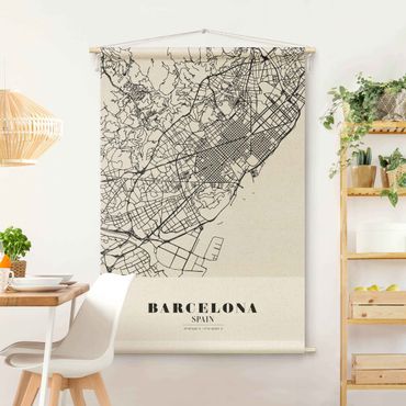 Wandtapijt - Barcelona City Map - Classic