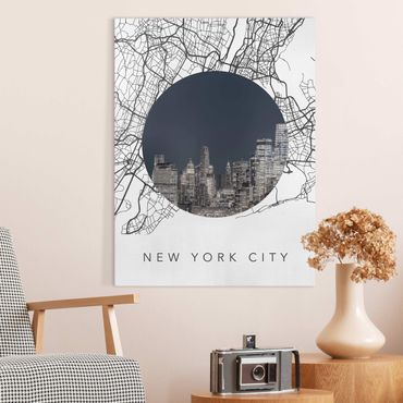 Canvas schilderijen Map Collage New York City