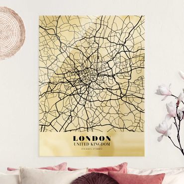 Glasschilderijen London City Map - Classic