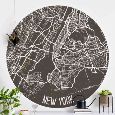 Behangcirkel City Map New York- Retro